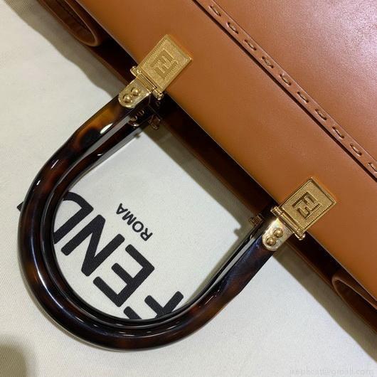 Fendi 8BH372 FENDI Large Sunshine Shopper Bag Brown Leather