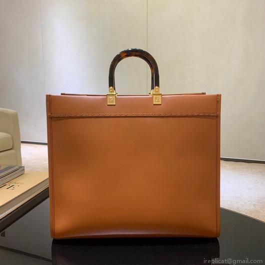 Fendi 8BH372 FENDI Large Sunshine Shopper Bag Brown Leather