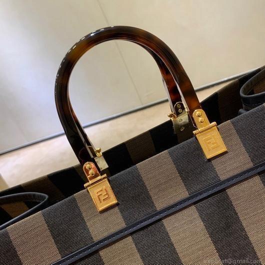 Fendi 8BH372 FENDI Large Sunshine Shopper Bag in Brown Fabric
