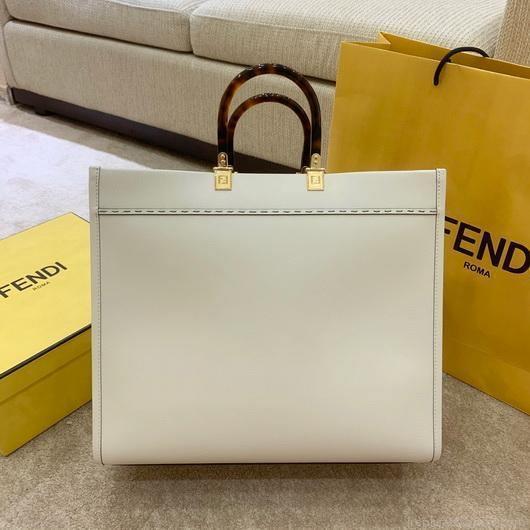 Fendi 8BH372 FENDI Large Sunshine Shopper Bag White Leather