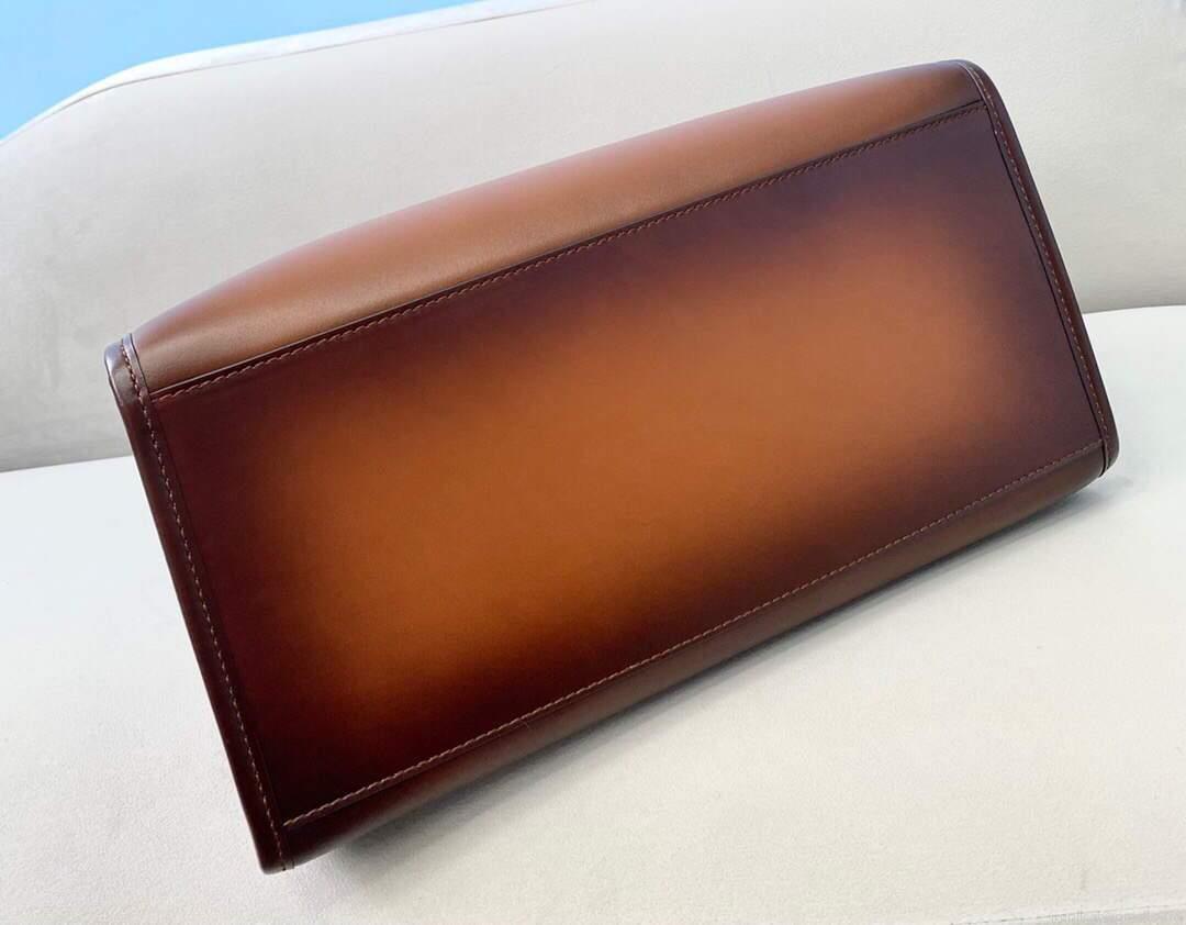 Fendi 8BH372 Sunshine Large Natural Coloured Leather Shopper Bag 80009L Dark brown