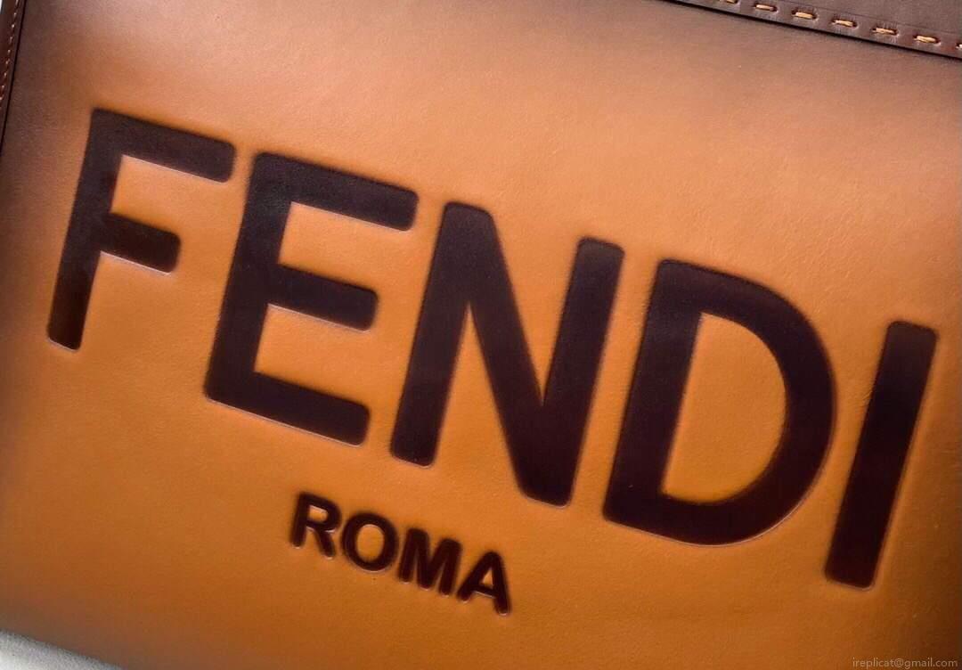 Fendi 8BH372 Sunshine Large Natural Coloured Leather Shopper Bag 80009L Dark brown