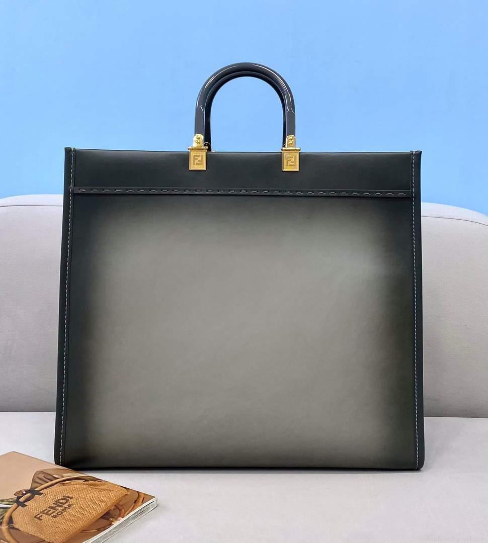 Fendi 8BH372 Sunshine Large Natural Coloured Leather Shopper Bag 80009L Gray