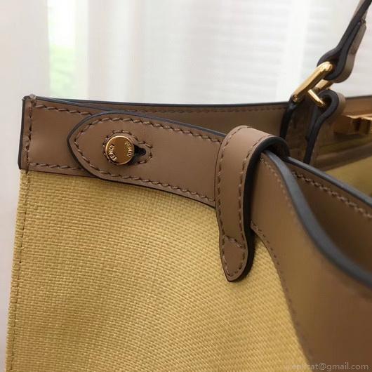 Fendi 8BH374 FENDI PEEKABOO X-TOTE Apricot Canvas Bag