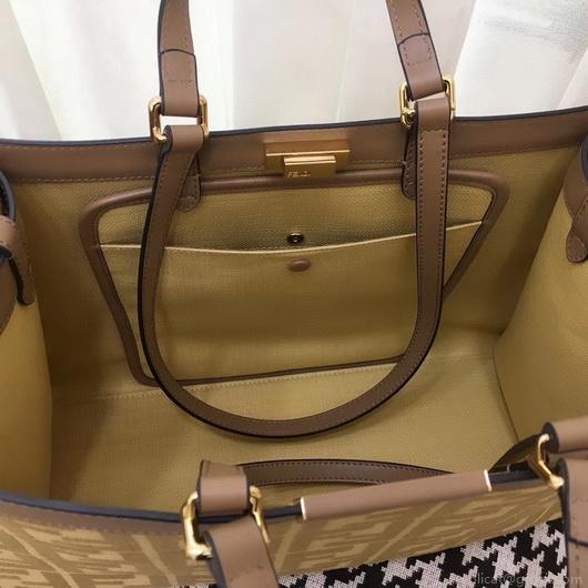 Fendi 8BH374 FENDI PEEKABOO X-TOTE Apricot Canvas Bag