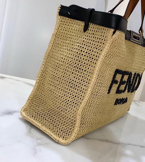 Fendi 8BH374 FENDI PEEKABOO X-TOTE Natural Raffia Bag