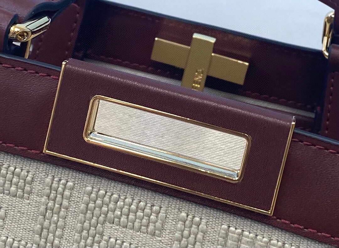 Fendi 8BH374 Peekaboo X Tote Beige Canvas Bag