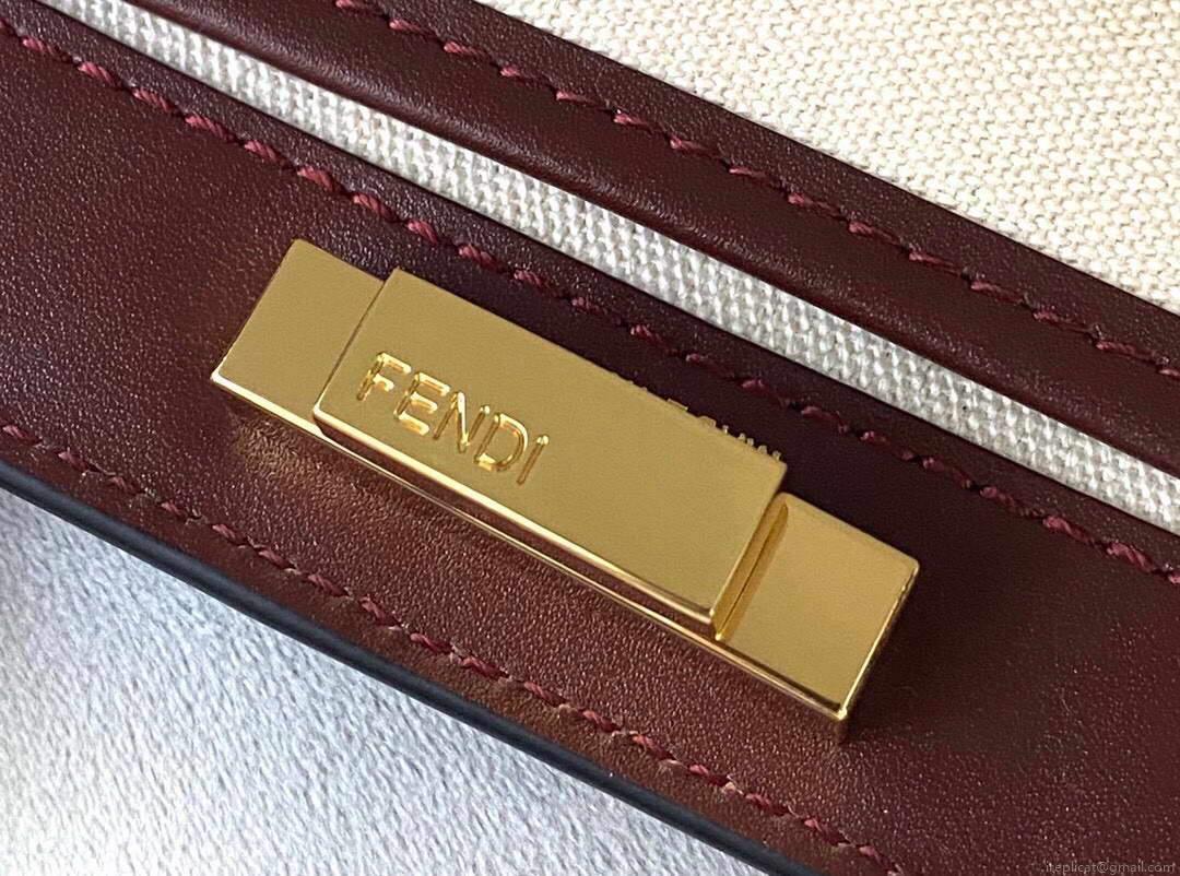 Fendi 8BH374 Peekaboo X Tote Beige Canvas Bag