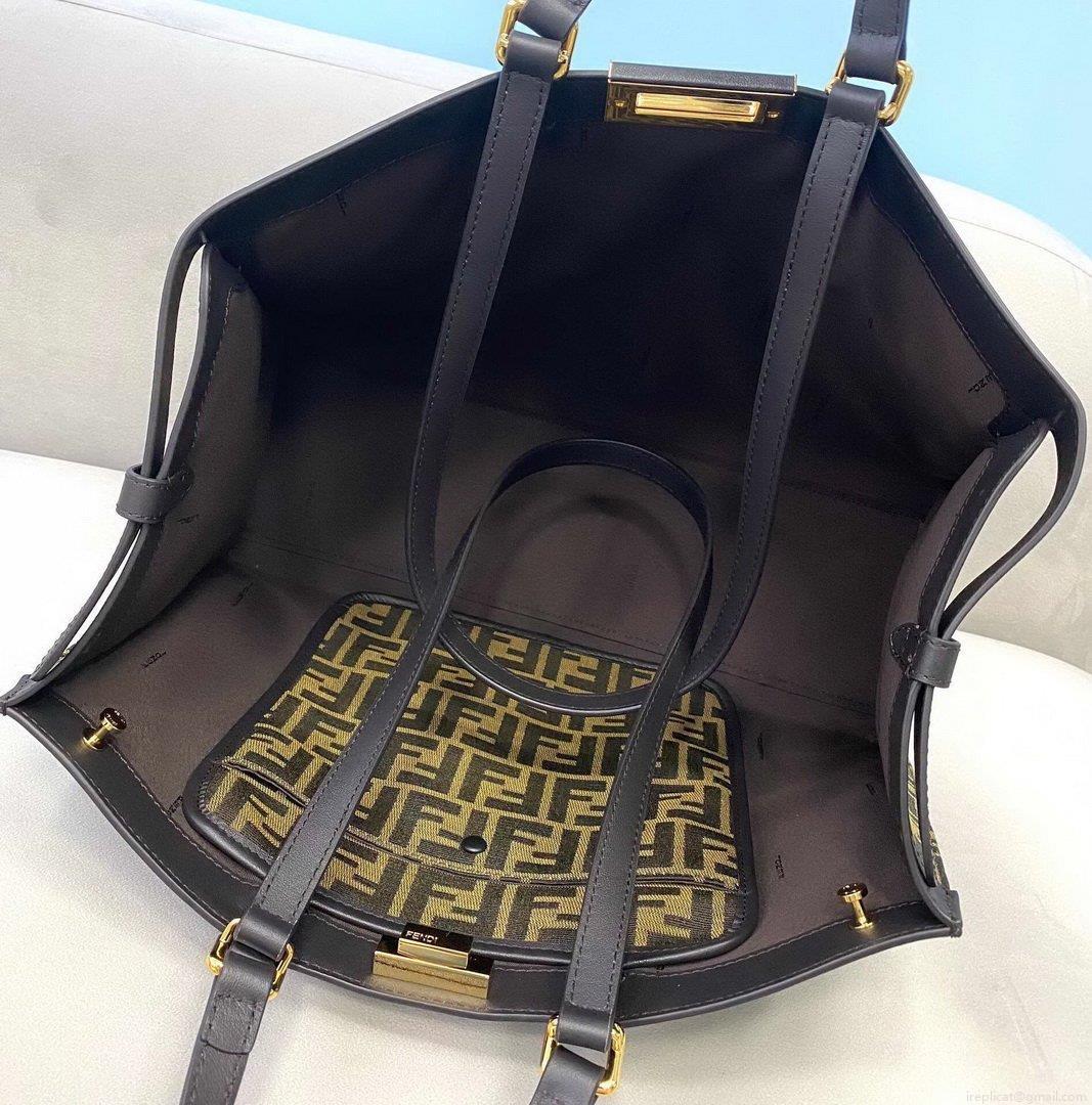 Fendi 8BH374 Peekaboo X Tote Green Canvas Bag