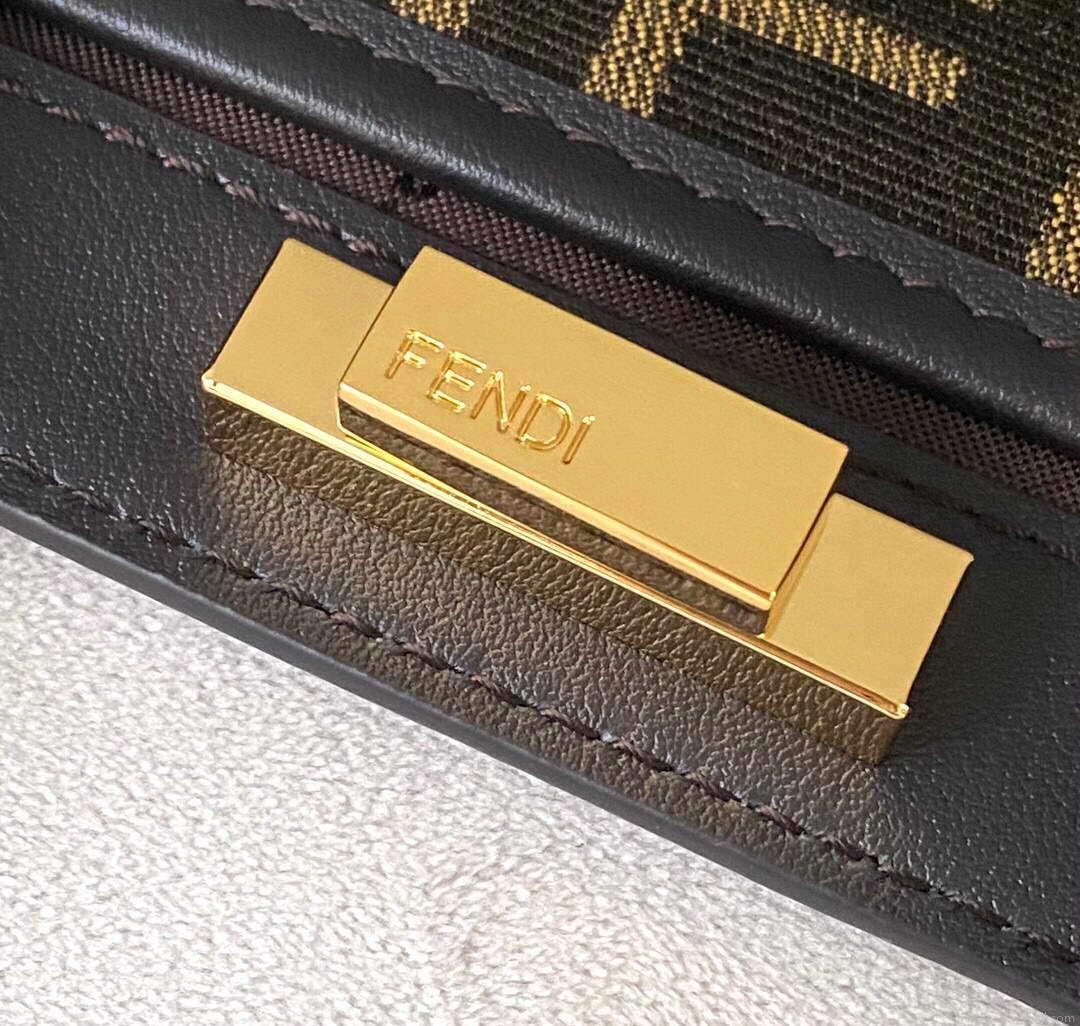 Fendi 8BH374 Peekaboo X Tote Green Canvas Bag
