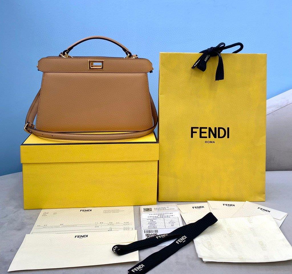 Fendi 8BN323 Peekaboo ISEEU EAST-WEST Apricot Leather 70193S Bag