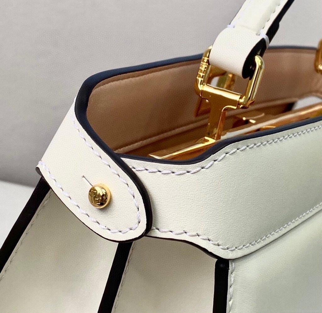 Fendi 8BN323 Peekaboo ISEEU EAST-WEST White Leather 70193S Bag