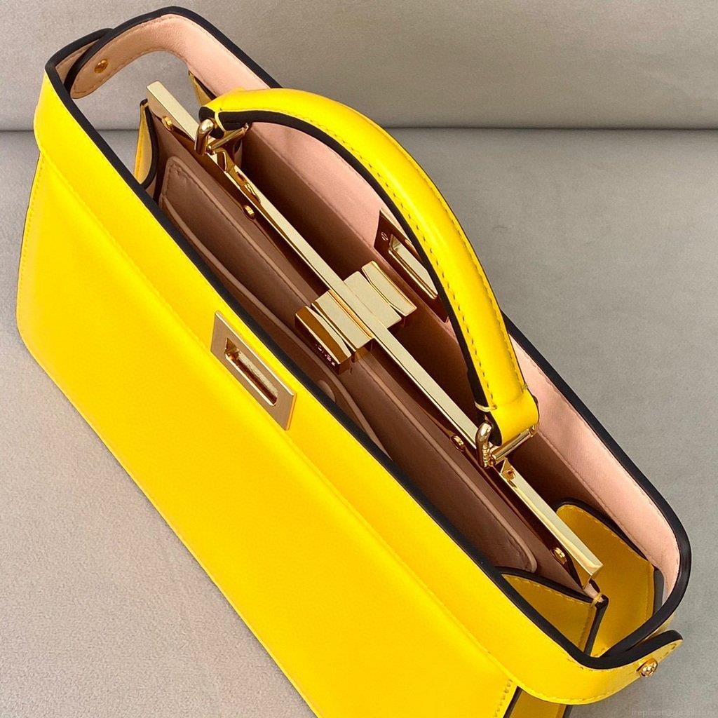 Fendi 8BN323 Peekaboo ISEEU EAST-WEST Yellow Leather 70193S bag
