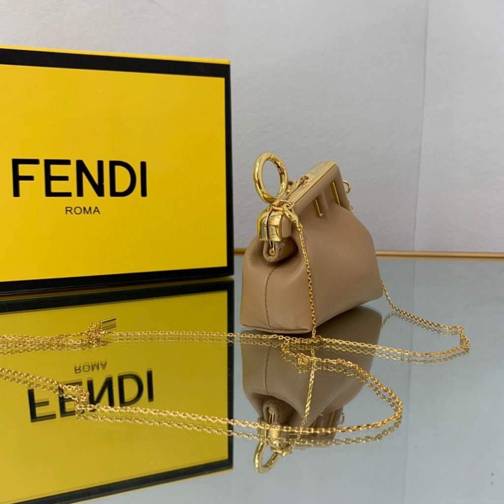 Fendi Nano First Charm Shoulder Bag 7AS051 Apricot