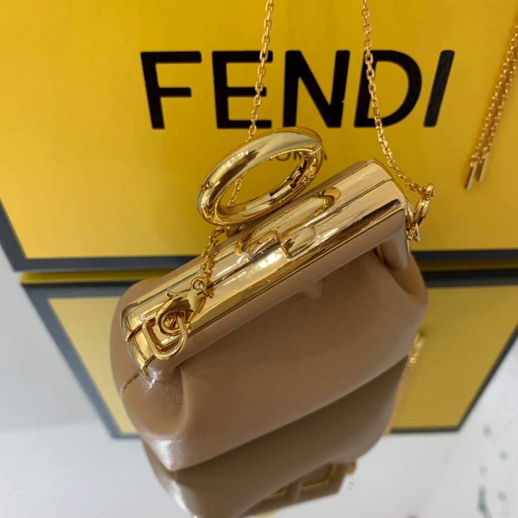 Fendi Nano First Charm Shoulder Bag 7AS051 Apricot