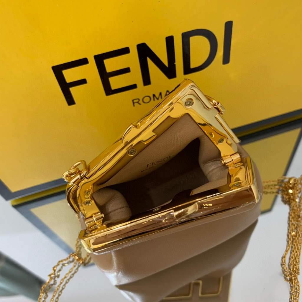 Fendi Nano First Charm Shoulder Bag 7AS051 Apricot