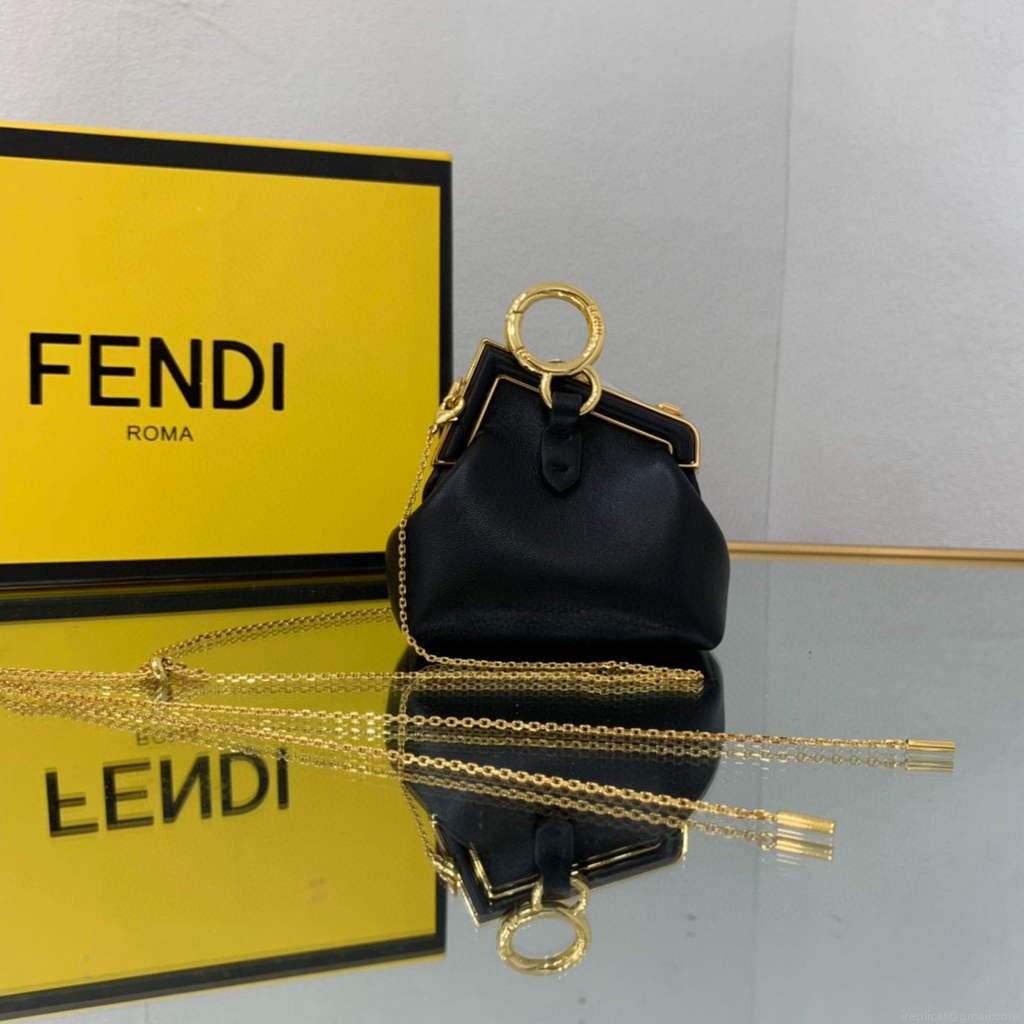 Fendi Nano First Charm Shoulder Bag 7AS051 Black