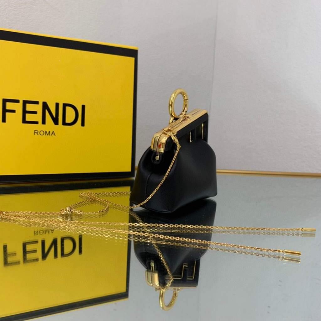 Fendi Nano First Charm Shoulder Bag 7AS051 Black