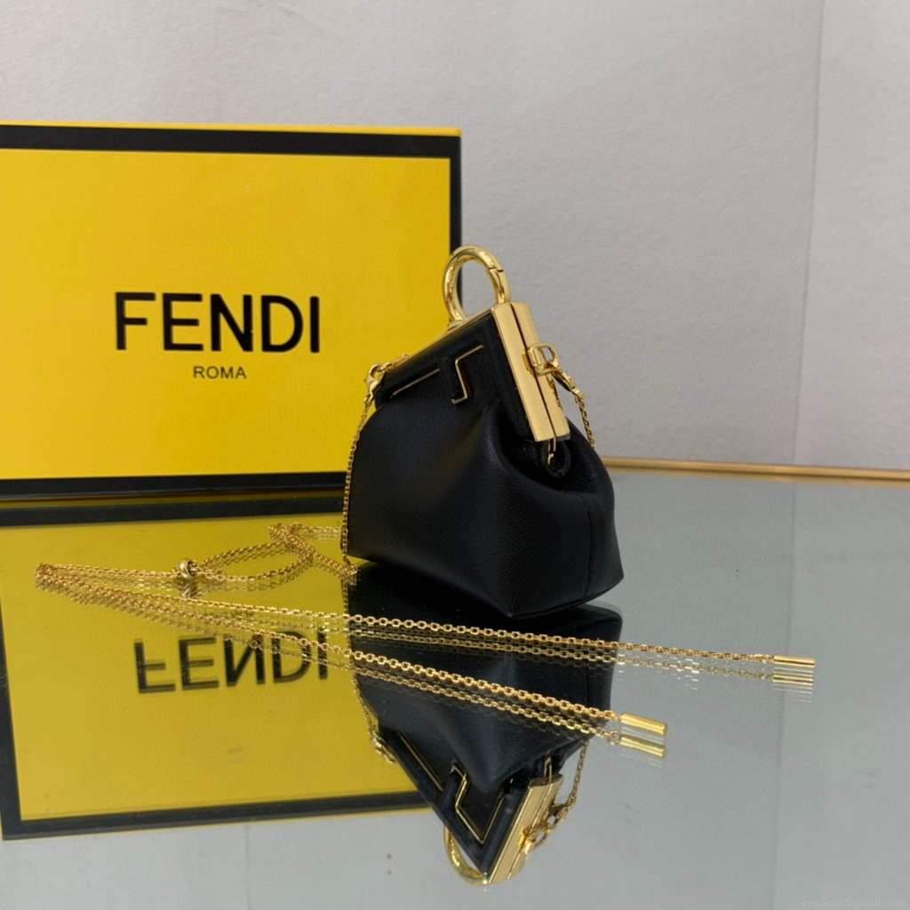 Fendi Nano First Charm Shoulder Bag 7AS051 Black
