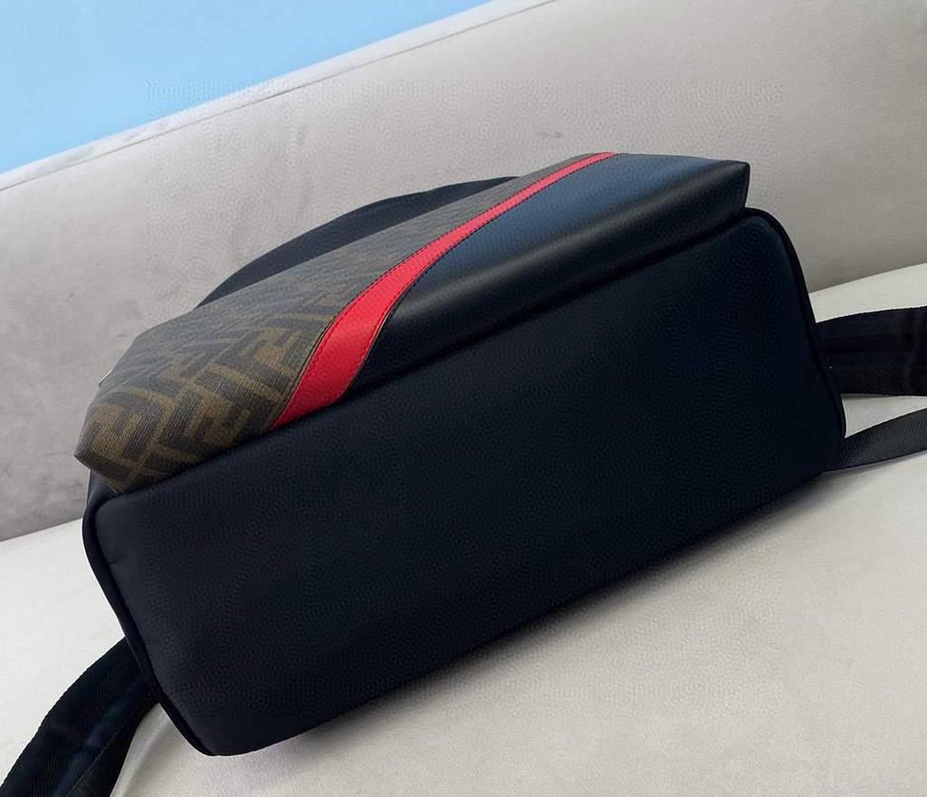 Fendi 2381 Backpack Black Fendi Nylon Shoulders Backpack 7VZ042 Black with red