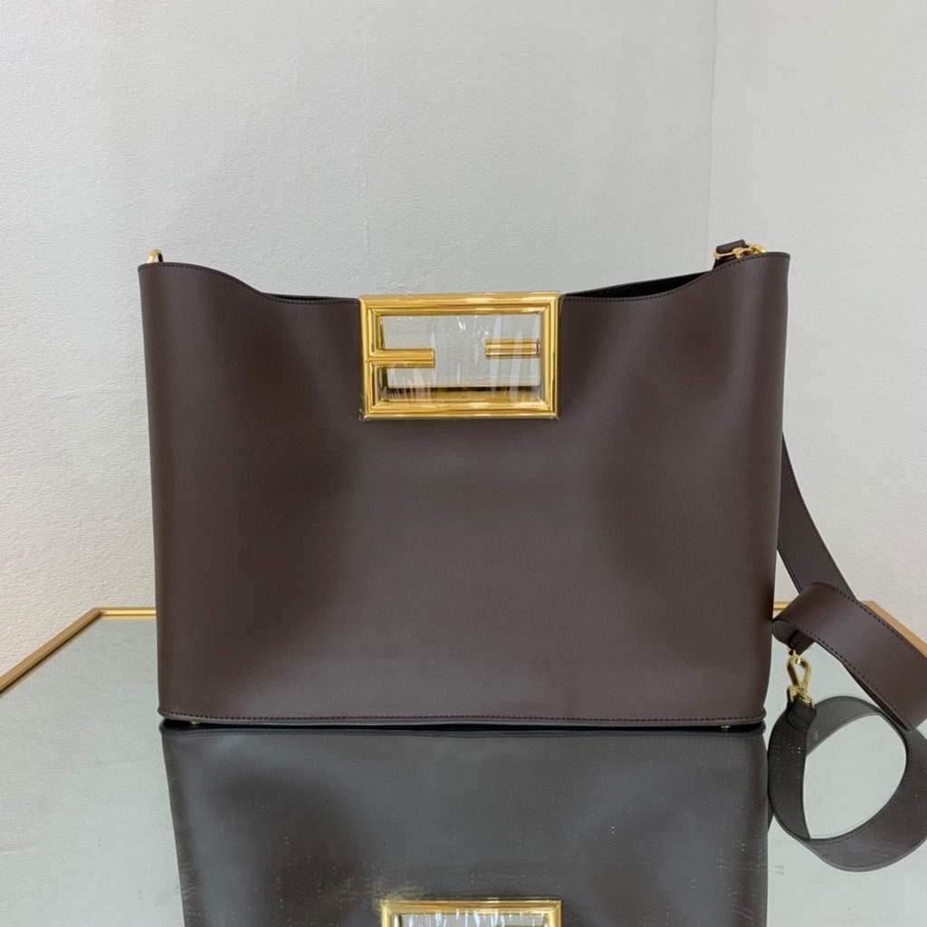 Fendi 8BH391 fendi way medium brown leather bag