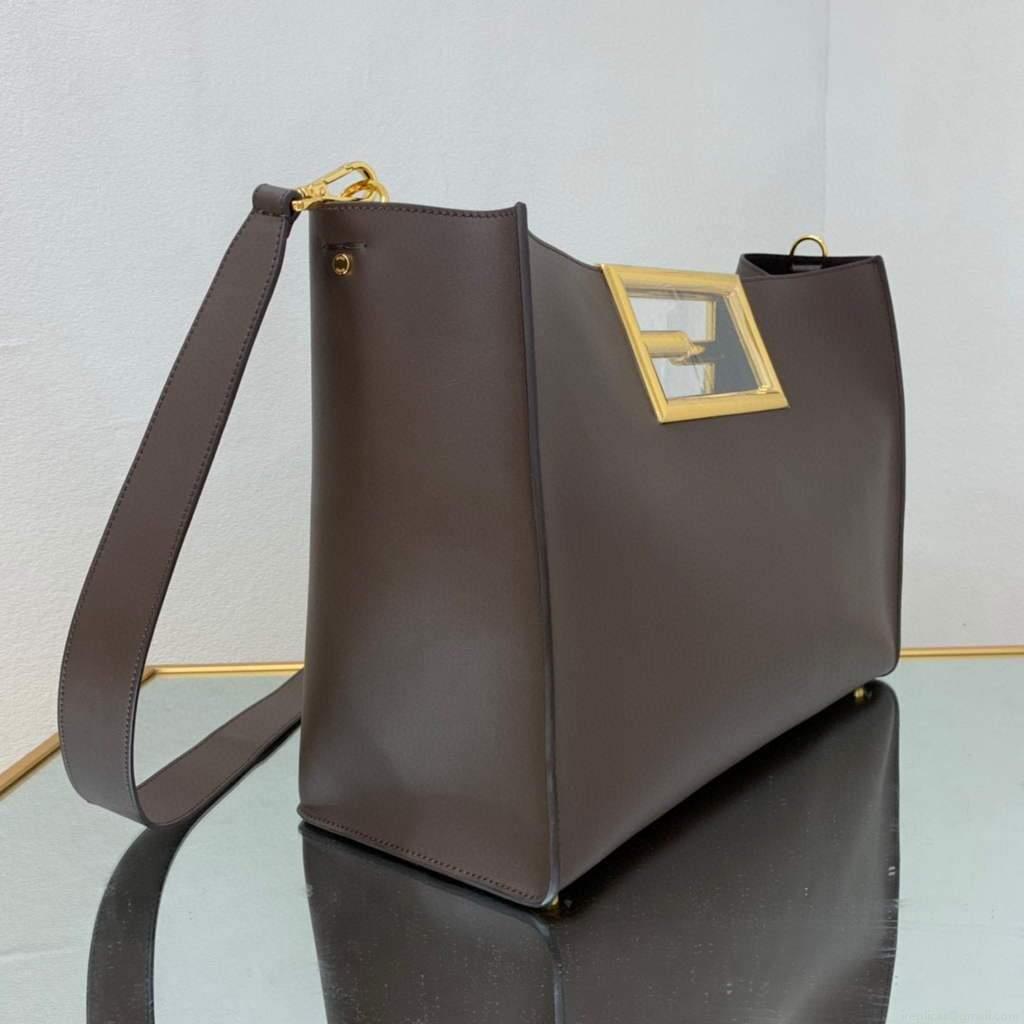 Fendi 8BH391 fendi way medium brown leather bag