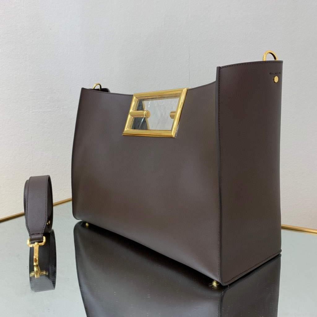 Fendi 8BH391 fendi way medium brown leather bag
