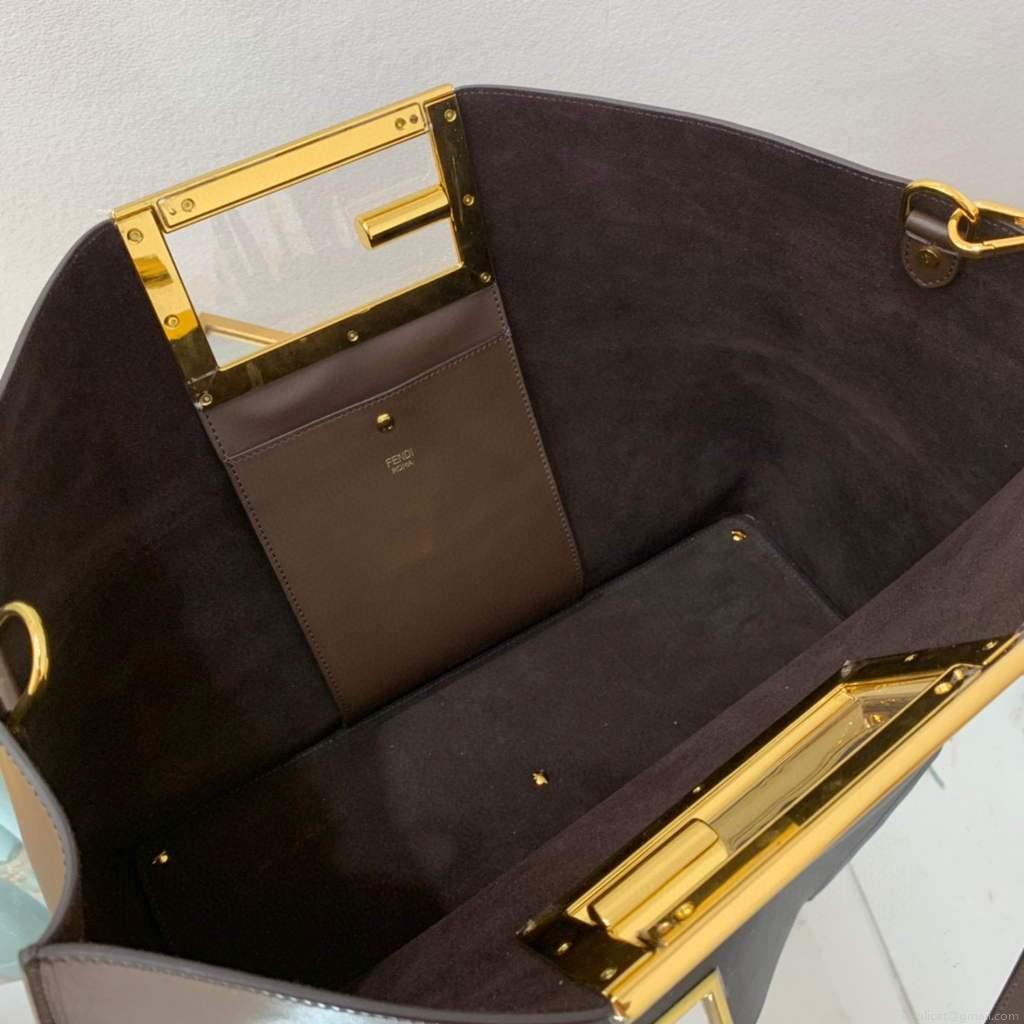 Fendi 8BH391 fendi way medium brown leather bag