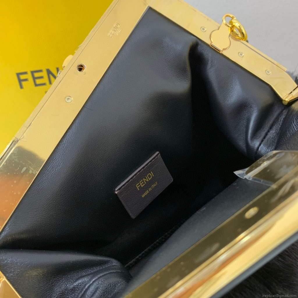 Fendi 8BP127 Fendi First Medium Fox fur Black Bag