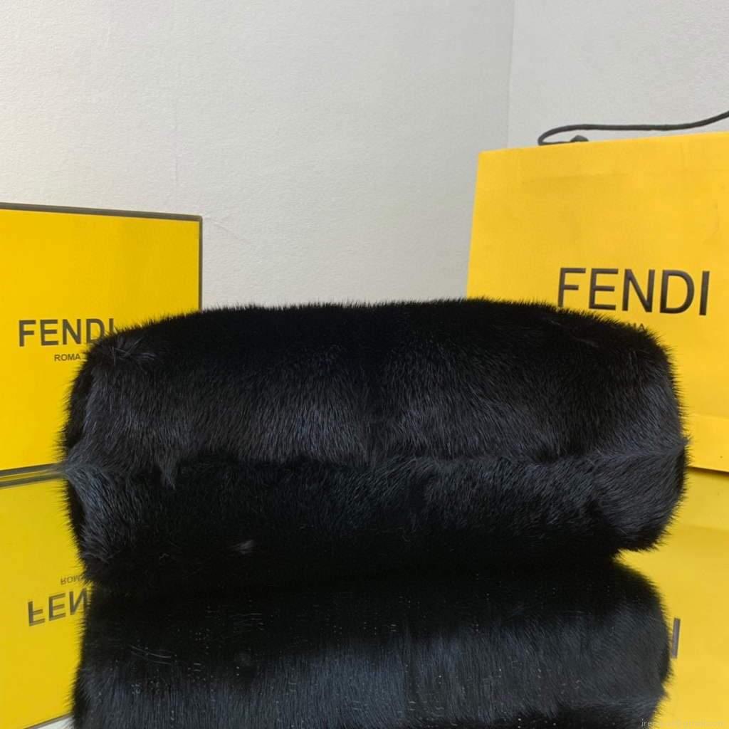 Fendi 8BP127 Fendi First Medium Fox fur Black Bag
