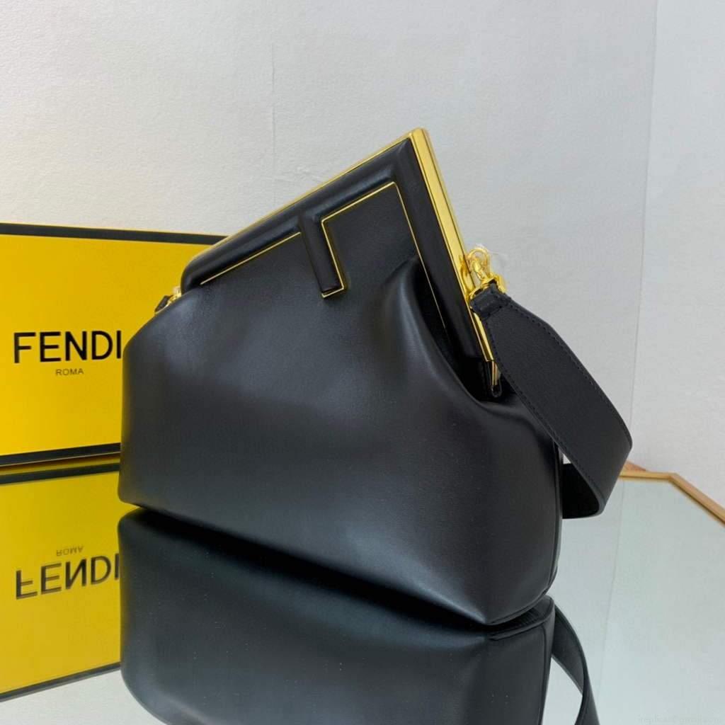 Fendi FIRST Medium Bag Black Leather 8BP127