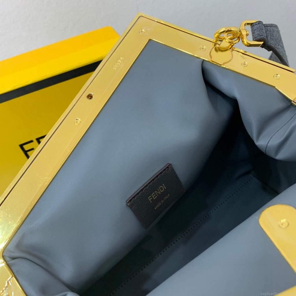 Fendi FIRST Medium Bag Blue flannel bag with embroidery 8BP127