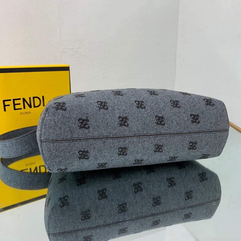 Fendi FIRST Medium Bag Blue flannel bag with embroidery 8BP127