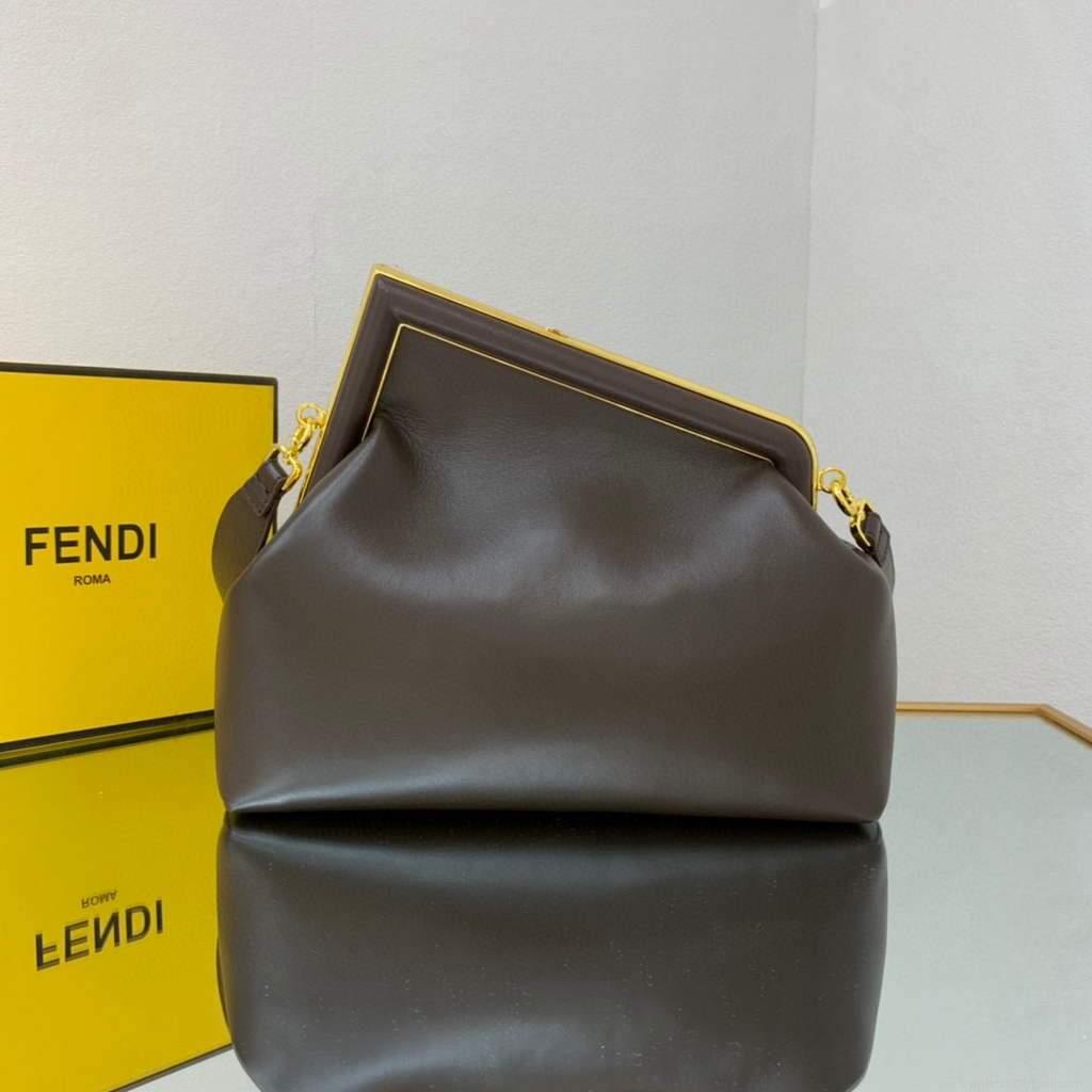 Fendi FIRST Medium Bag Dark Brown Leather 8BP127