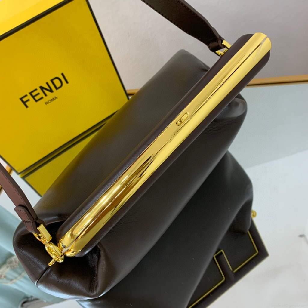 Fendi FIRST Medium Bag Dark Brown Leather 8BP127