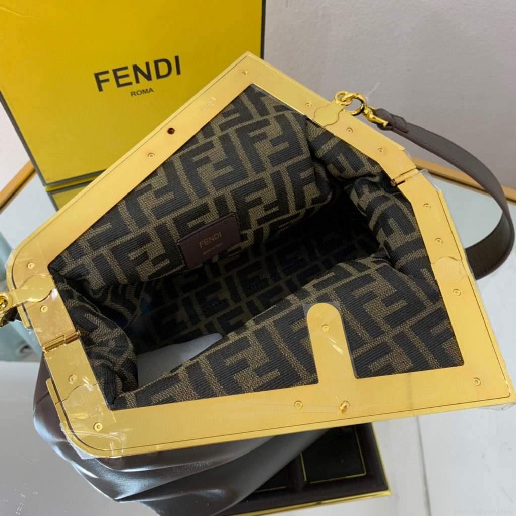 Fendi FIRST Medium Bag Dark Brown Leather 8BP127