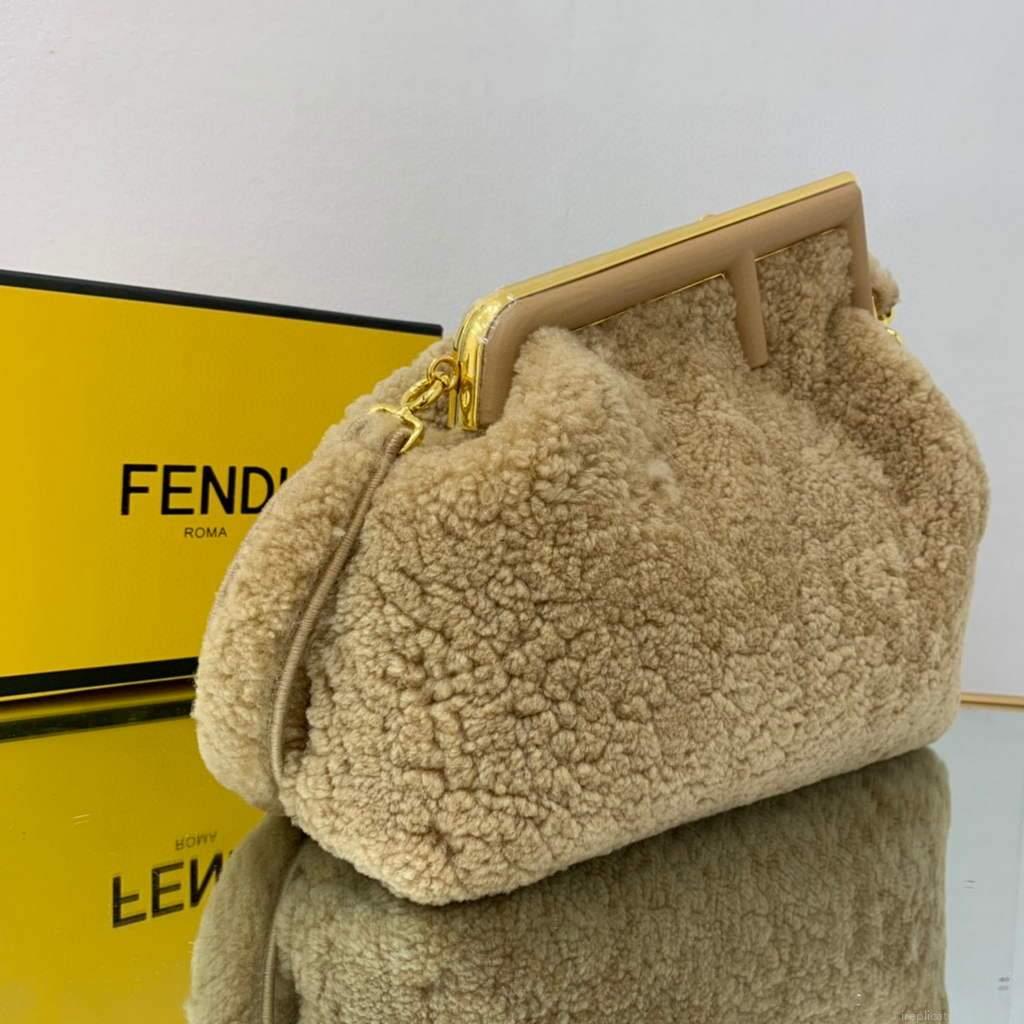 Fendi First Medium Sheepskin Bag 8BP127 Apricot