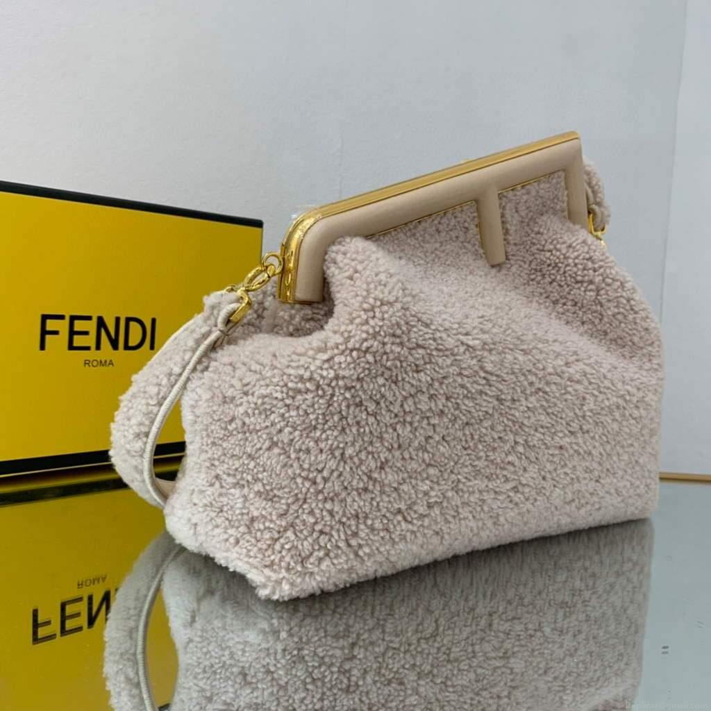 Fendi First Medium Sheepskin Bag 8BP127 Beige