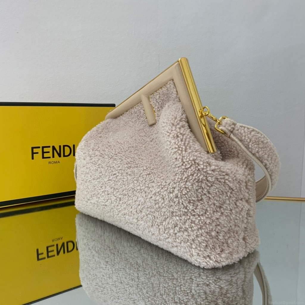 Fendi First Medium Sheepskin Bag 8BP127 Beige