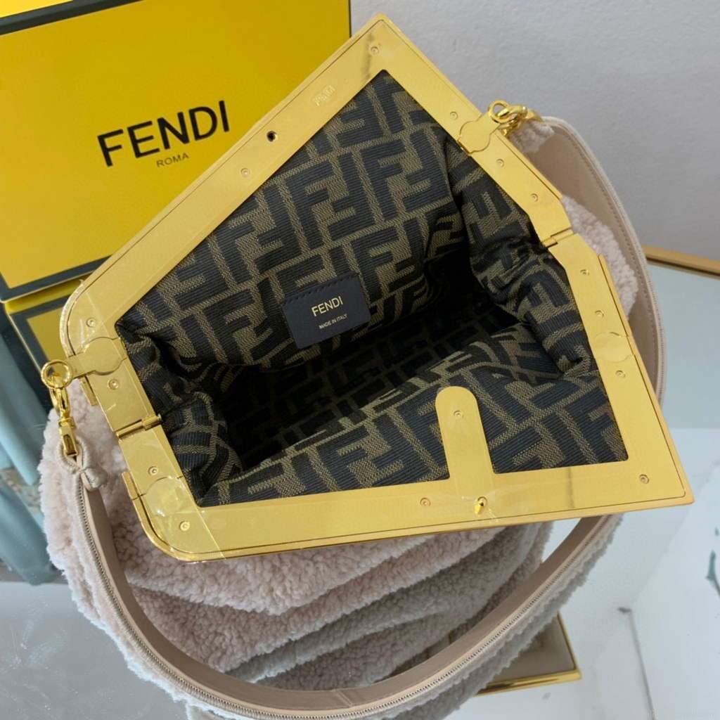 Fendi First Medium Sheepskin Bag 8BP127 Beige