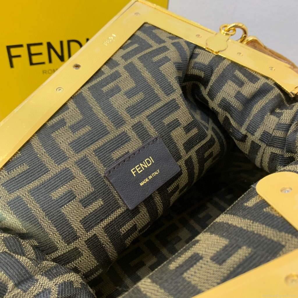 Fendi First Medium Sheepskin Bag 8BP127 Brown
