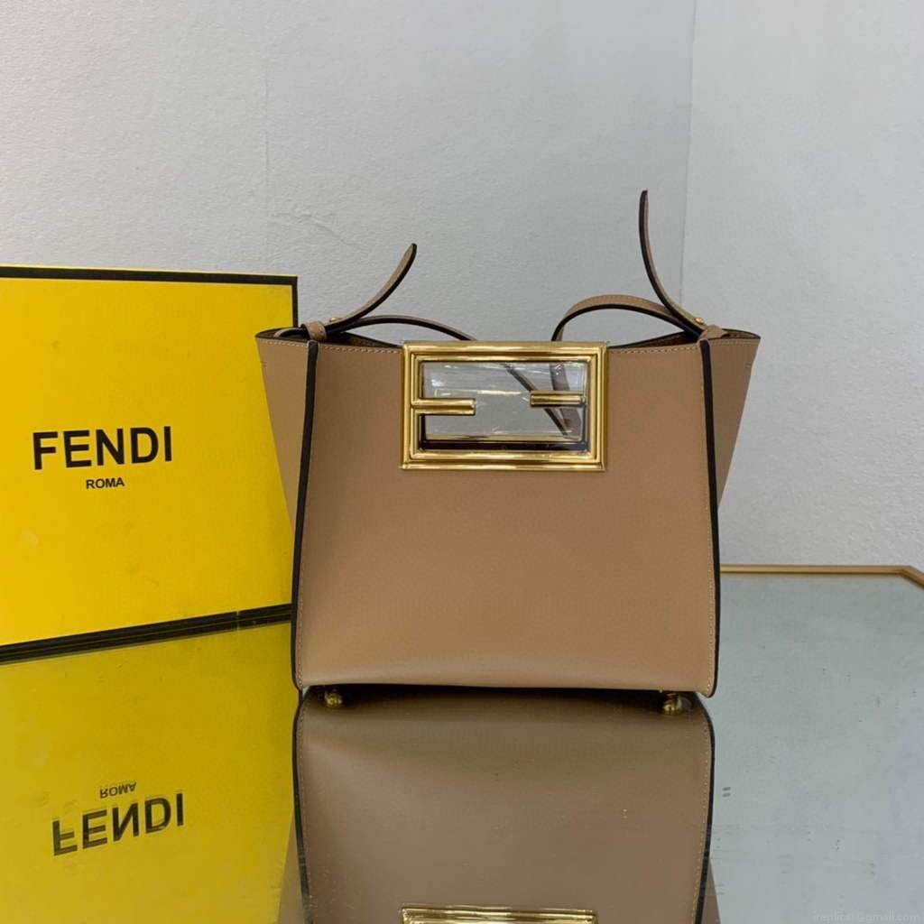 Fendi 8BS054 fendi way small Apricot Leather Bag