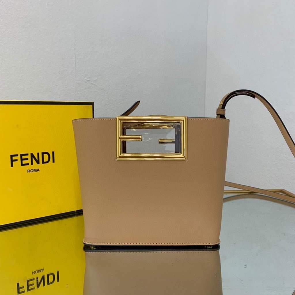 Fendi 8BS054 fendi way small Apricot Leather Bag
