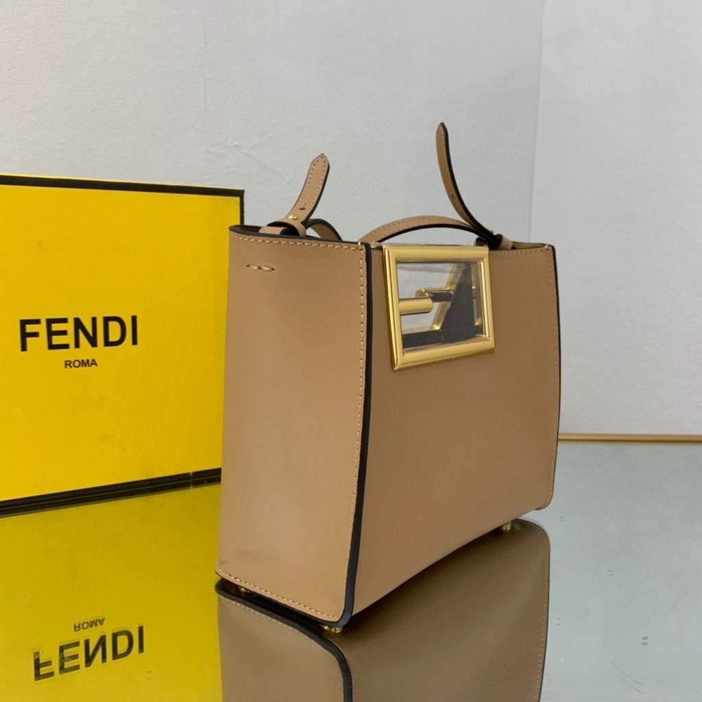 Fendi 8BS054 fendi way small Apricot Leather Bag