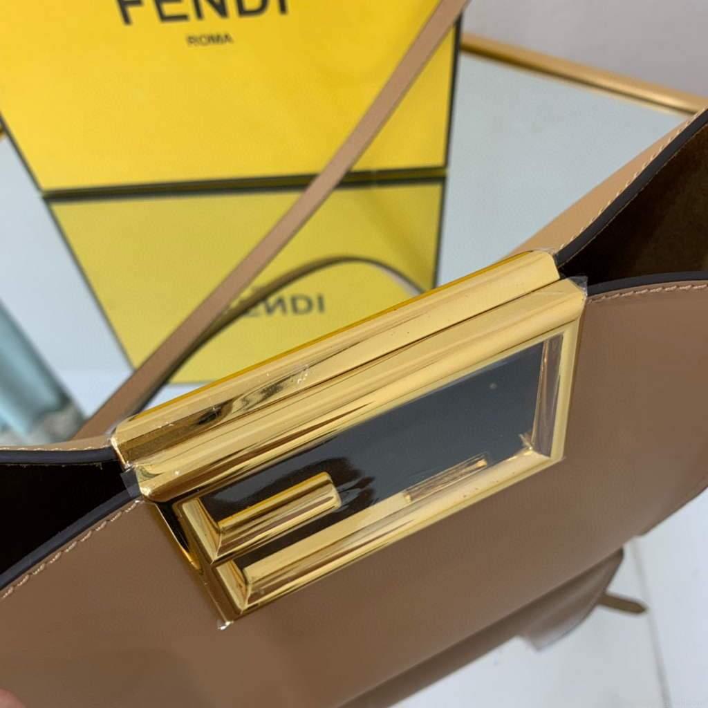 Fendi 8BS054 fendi way small Apricot Leather Bag