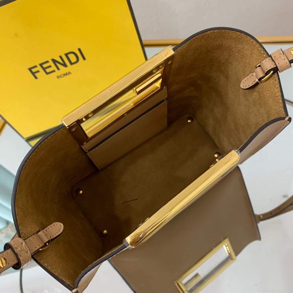 Fendi 8BS054 fendi way small Apricot Leather Bag