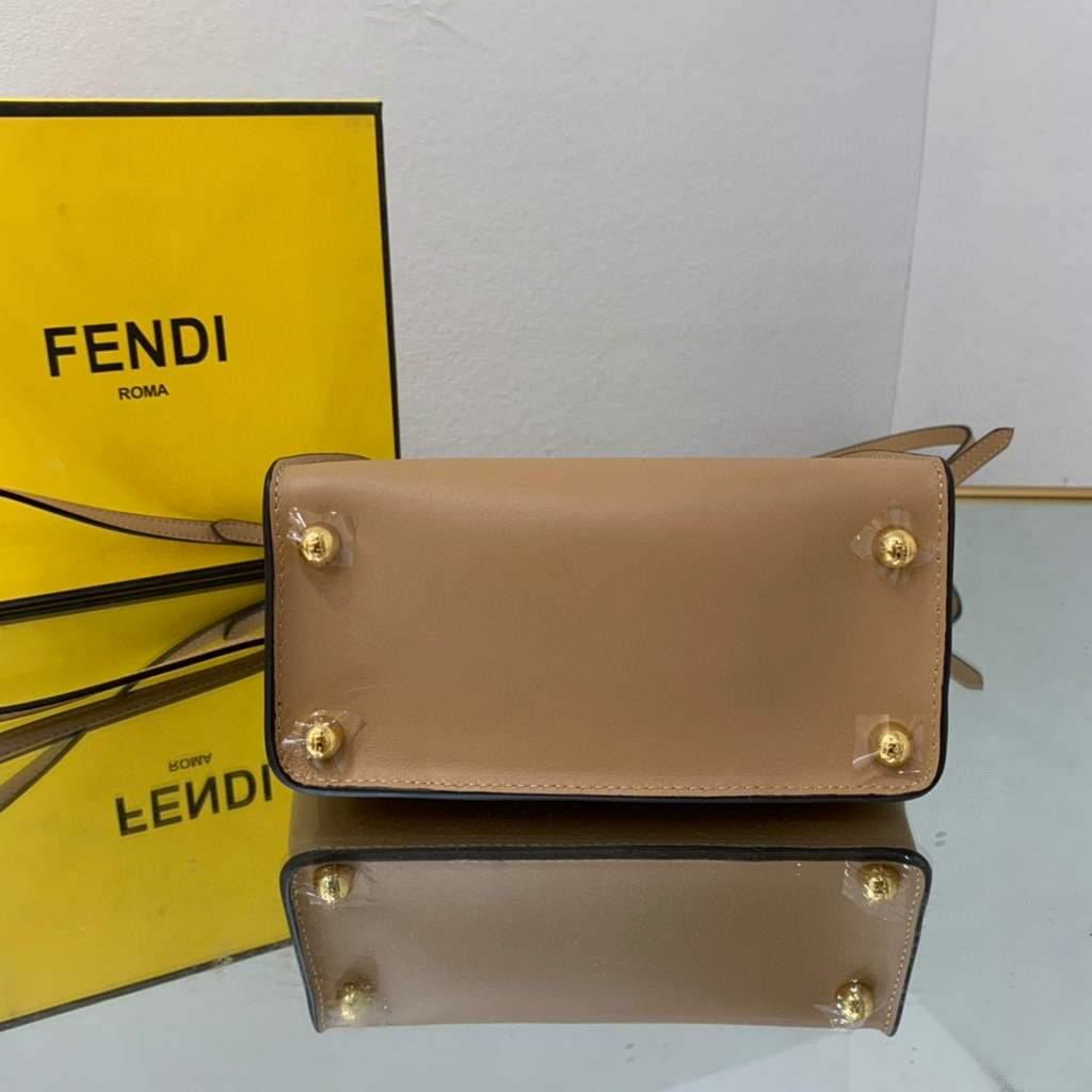 Fendi 8BS054 fendi way small Apricot Leather Bag