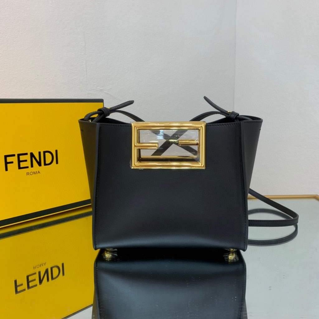 Fendi 8BS054 fendi way small Black Leather Bag