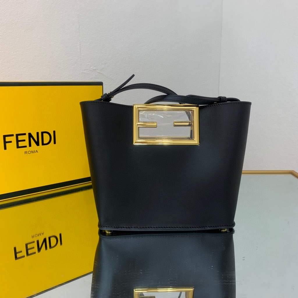 Fendi 8BS054 fendi way small Black Leather Bag
