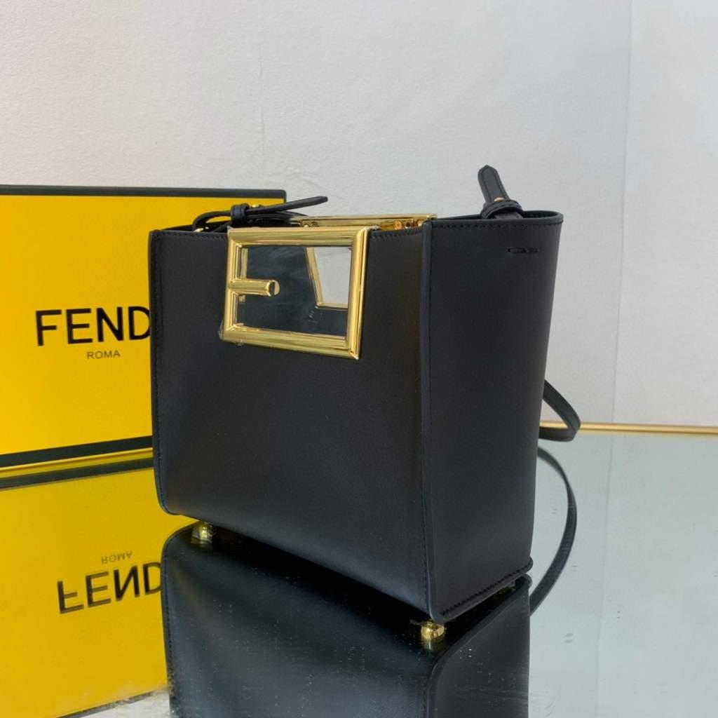 Fendi 8BS054 fendi way small Black Leather Bag